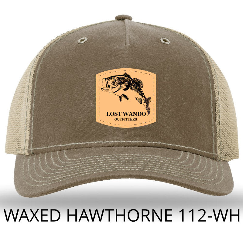 Bass Leather Patch Buck/Khaki Richardson 112WH Waxed Hawthorne Rugged Snapback Trucker Hat Lost Wando Outfitters
