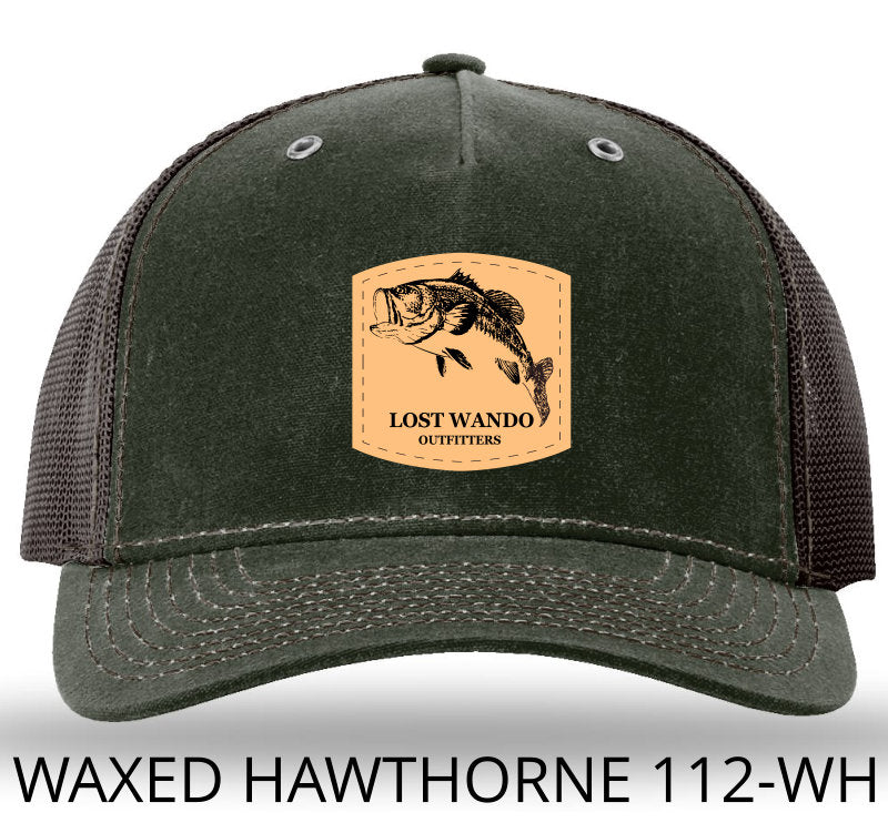 Bass Leather Patch Dark Olive/Coffee Richardson 112WH Waxed Hawthorne Rugged Snapback Trucker Hat Lost Wando Outfitters