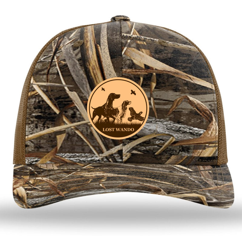 Bird Dogs Leather Patch Realtree Max 7 Camo -Buck Richardson 112PFP Snapback Trucker Hat Lost Wando Outfitters - Lost Wando Outfitters