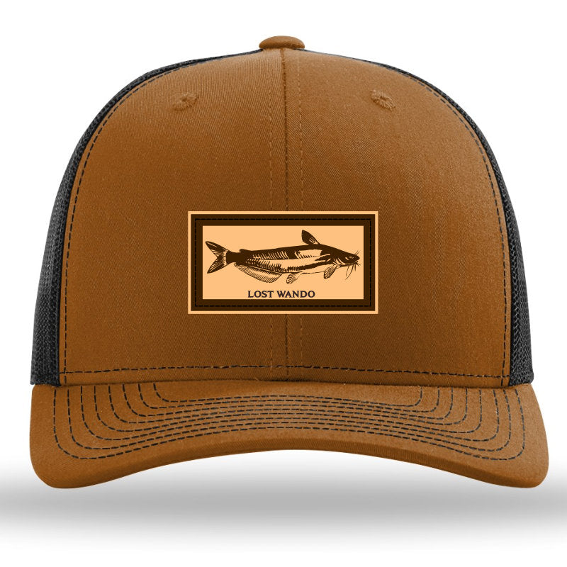 Blue Catfish - Leather Patch Hat - Caramel-Black Richardson Sports 112 Trucker Snapback Lost Wando Outfitters - Lost Wando Outfitters