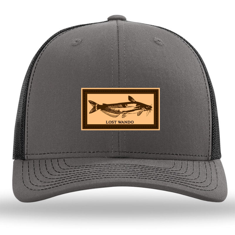 Blue Catfish - Leather patch hat - Charcoal-Black Richardson Sports 112 Trucker Snapback Lost Wando Outfitters - Lost Wando Outfitters