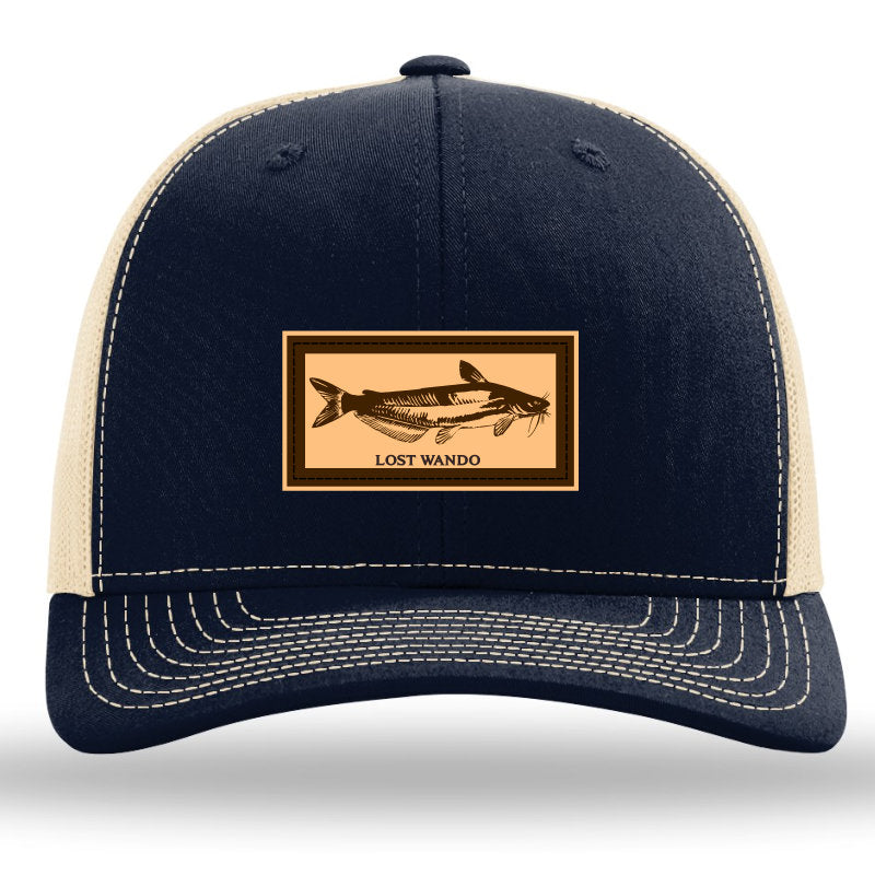 Blue Catfish - Leather patch hat - Navy-Khaki Richardson Sports 112 Trucker Snapback Lost Wando Outfitters