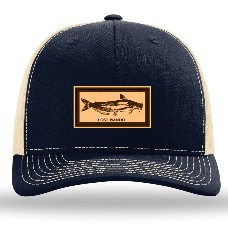 Blue Catfish - Leather Patch Hat - Navy-Khaki Richardson Sports 112 Trucker Snapback Lost Wando Outfitters - Lost Wando Outfitters