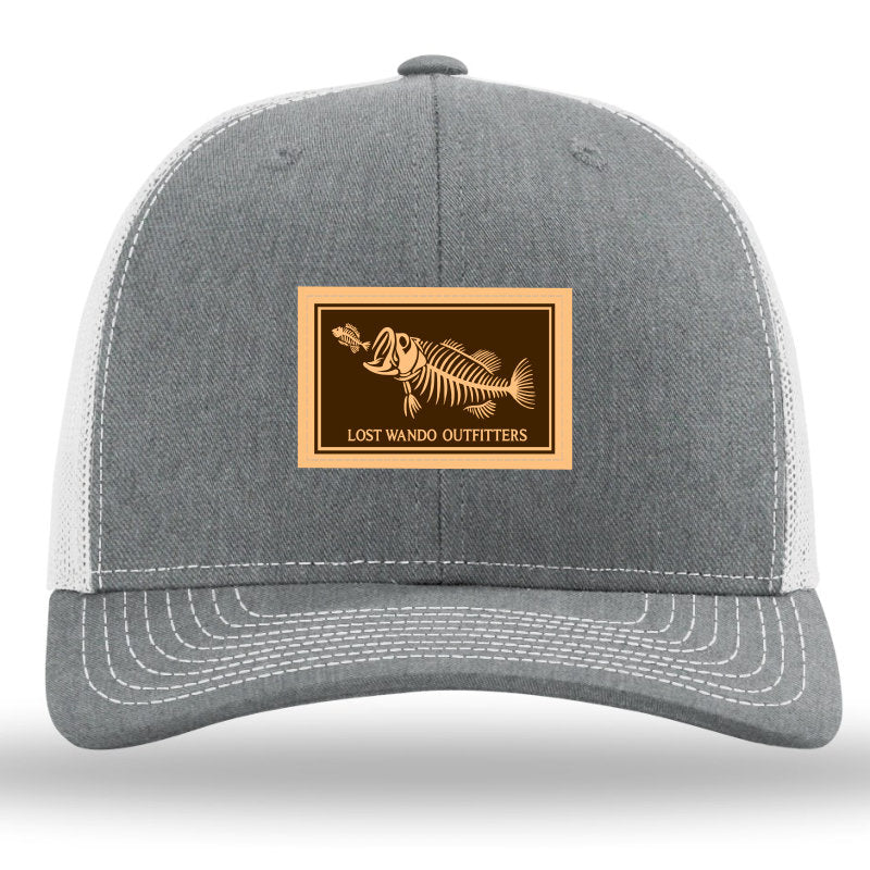 Bone Fish Leather Patch Heather Grey-Light Grey Richardson 112 Snapback Trucker Hat Lost Wando Outfitters