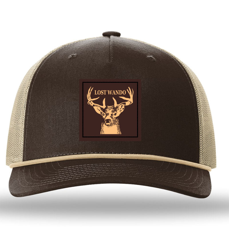 Buck Leather Patch -Brown-Khaki Rope Richardson 112FPR Trucker Snap-Back Hat Lost Wando Outfitters