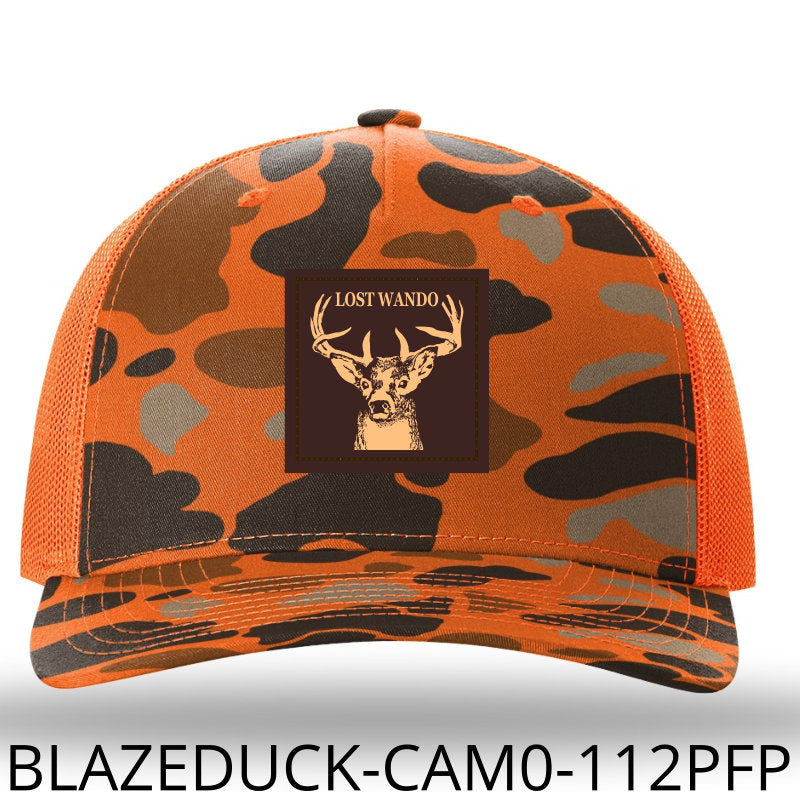 Buck Blaze Duck Camo-Orange Leather Patch Hat Lost Wando Outfitters Richardson 112PFP