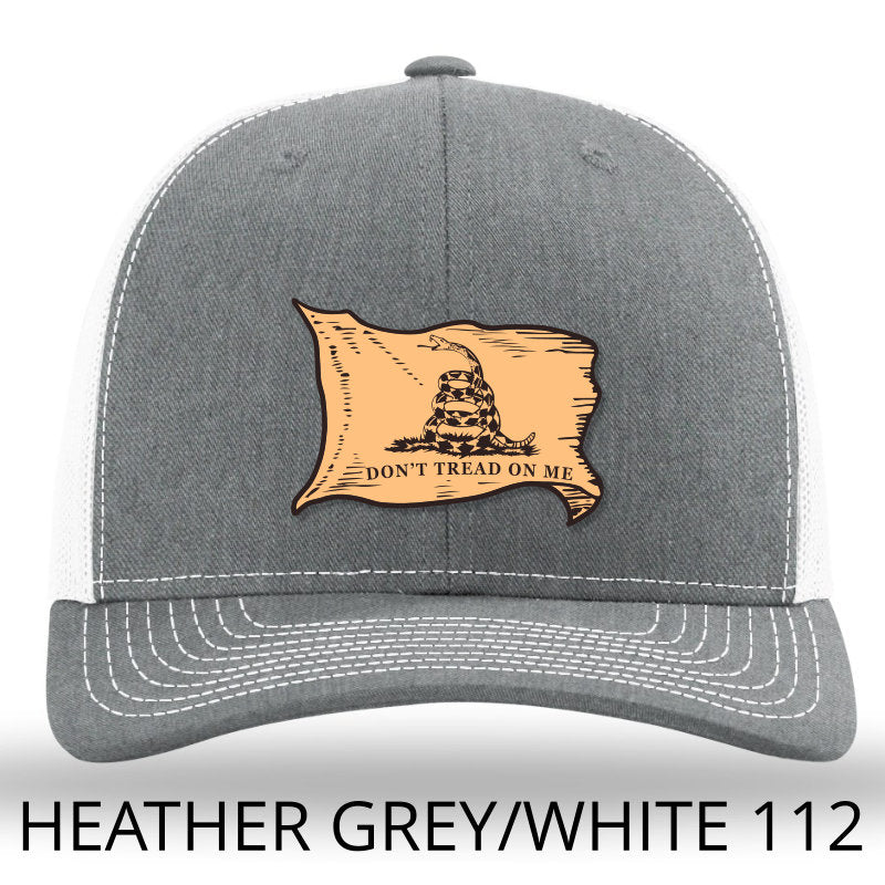 Don't Tread On Me Gadsden Flag - leather patch hat - Heather Grey-White Lost Wando Outfitters - Lost Wando Outfitters