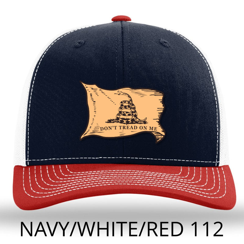 Don't Tread On Me Gadsden Flag - leather patch hat - Navy-White-Red - Lost Wando Outfitters