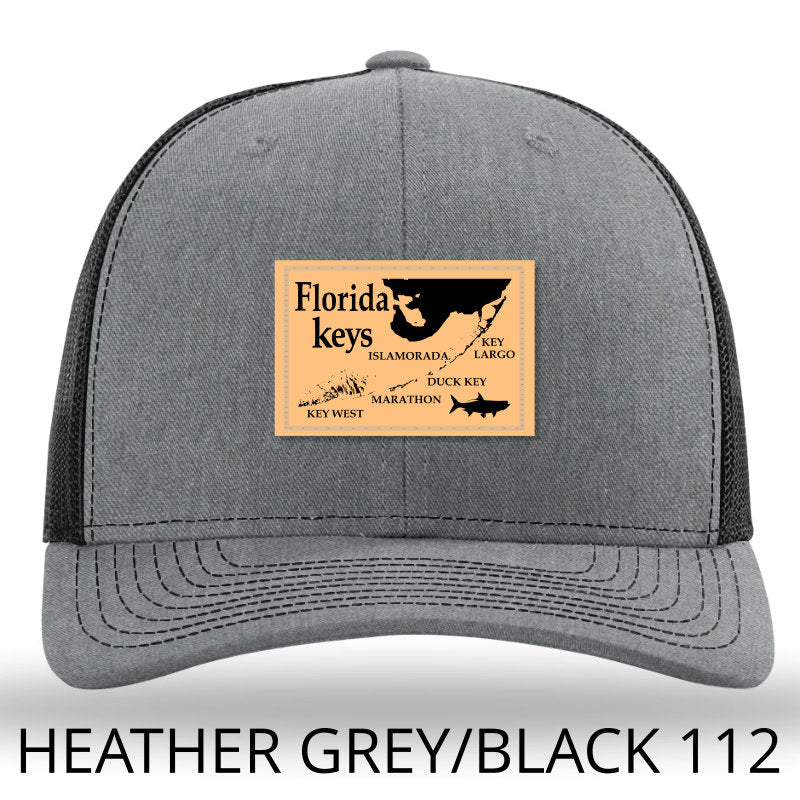 Florida Keys Leather Patch Hat - Heather Grey-Black Richardson 112 - Lost Wando Outfitters