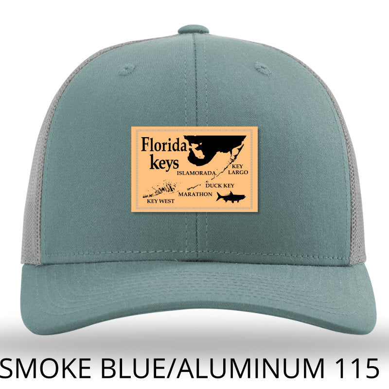 Florida Keys Leather Patch Hat - Smoke Blue-Aluminum Richardson 115 - Lost Wando Outfitters