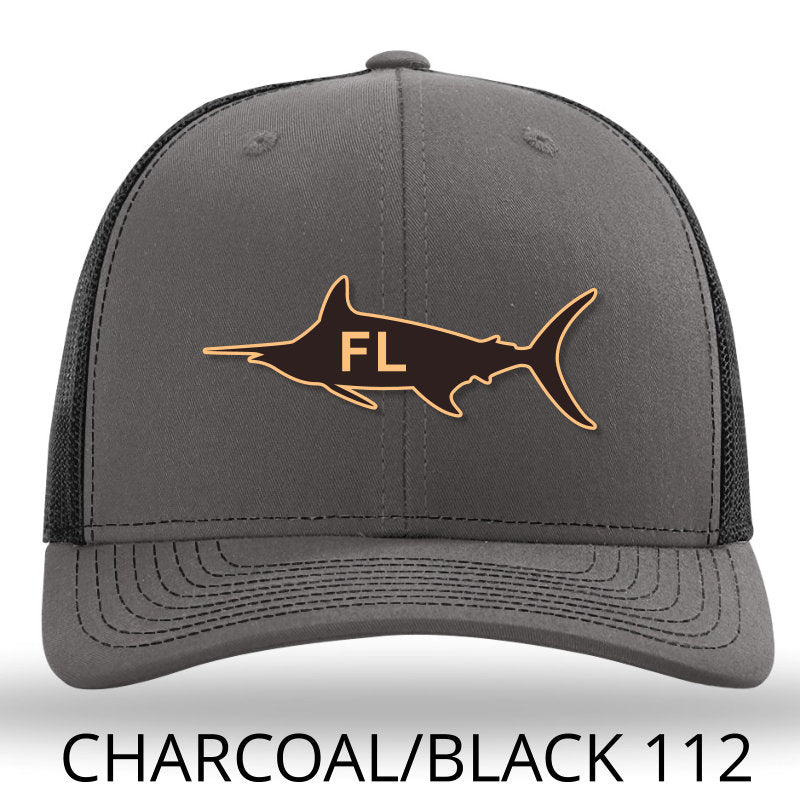Florida Marlin Leather Patch Hat - Charcoal-Black Richardson 112 - Lost Wando Outfitters