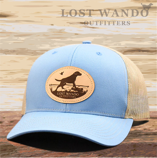 Marsh Lab Leather Patch Hat Columbia Blue-Khaki - Lost Wando Outfitters