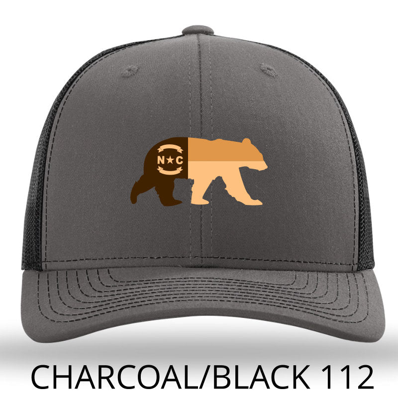 NC Bear Leather Patch Hat - Charcoal - Black Richardson 112 - Lost Wando Outfitters