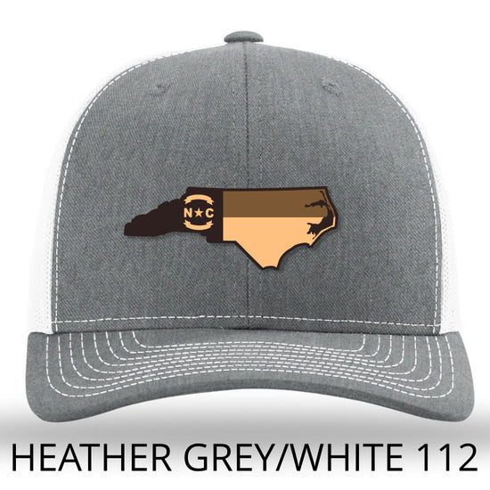 NC Etched Leather Outline Hat -Heather Grey - White - Lost Wando Outfitters