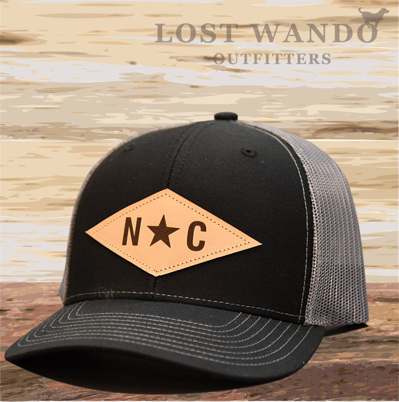 N*C Diamond Leather Patch Hat- Black-Charcoal Lost Wando Outfitters - Lost Wando Outfitters