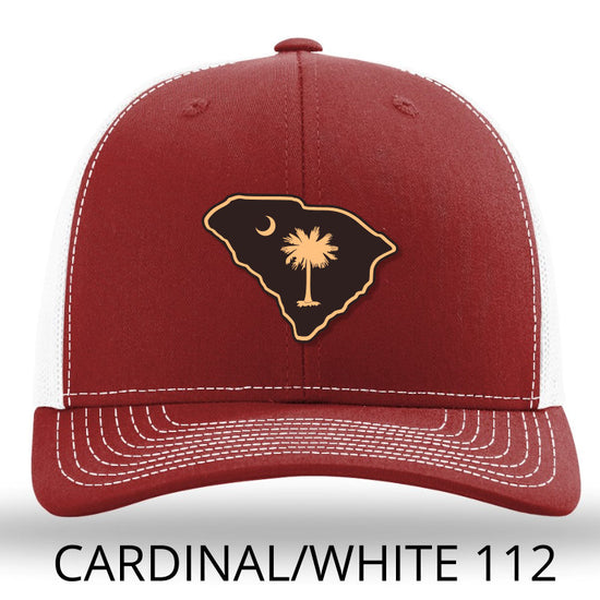 SC Etched Leather Outline Hat -Cardinal-White Lost Wando - Lost Wando Outfitters