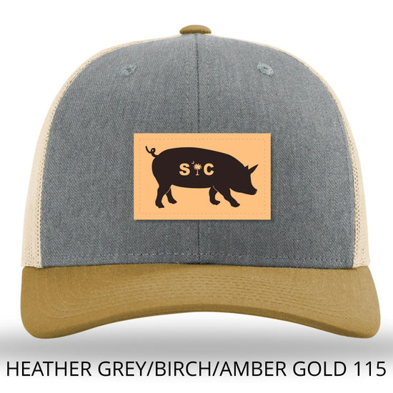 SC Pig Leather Patch Hat Heather Grey - Birch - Amber Gold - Lost Wando Outfitters