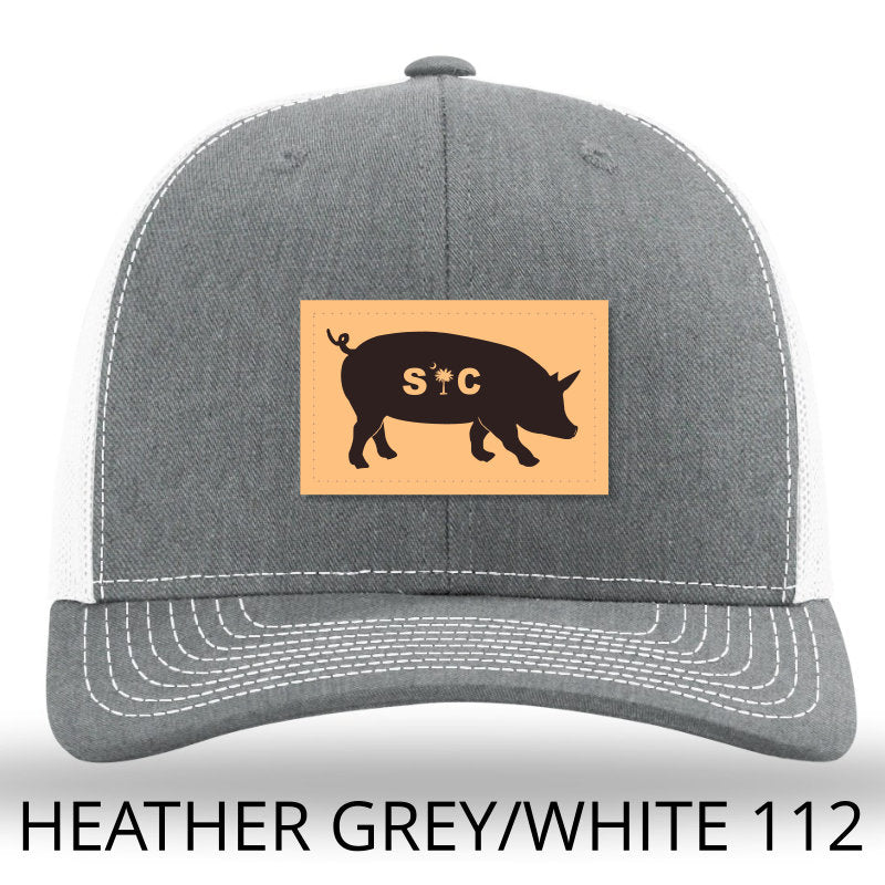 SC Pig Leather Patch Hat Heather Grey - White - Lost Wando Outfitters