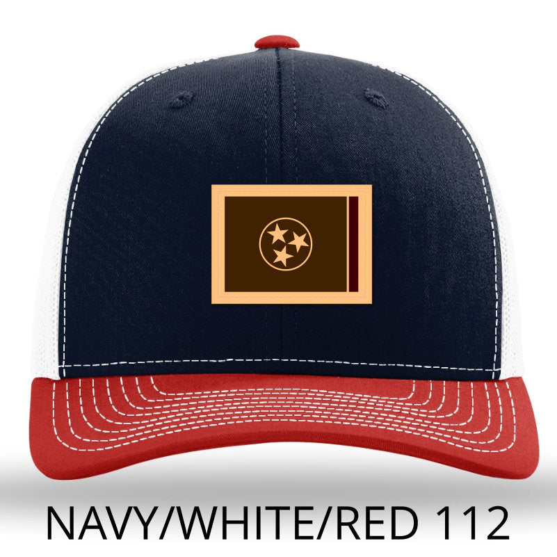 Tennessee Flag Leather Outline Patch Hat Navy-White-Red Richardson 112 - Lost Wando Outfitters - Lost Wando Outfitters
