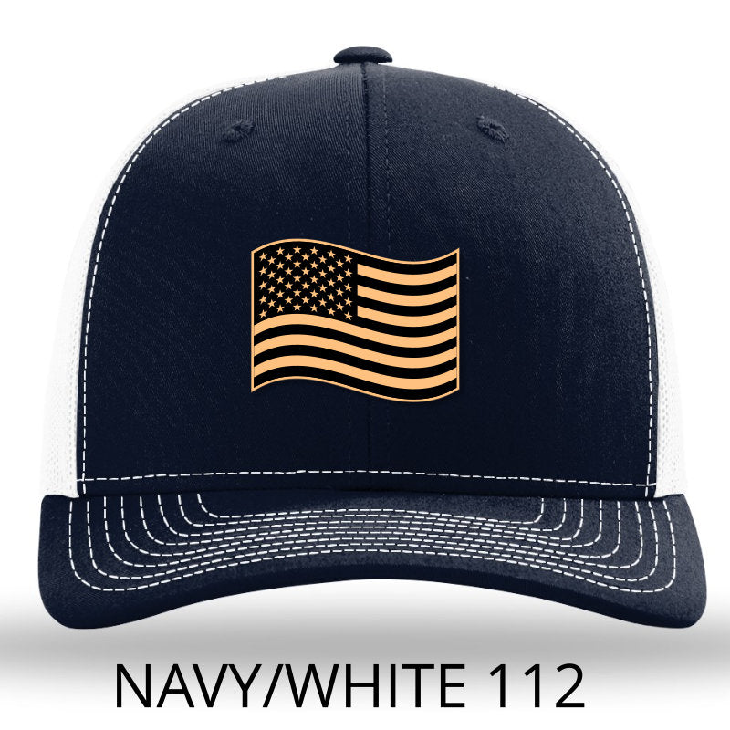 American Flag - Leather patch hat - Navy-White Lost Wando Outfitters Richardson 112 - Lost Wando Outfitters