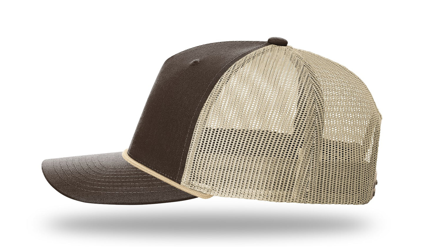 Wood Duck Leather Patch Brown-Khaki Rope Richardson 112FPR Snapback Trucker Hat Lost Wando Outfitters
