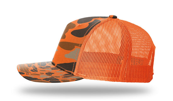 Buck -Orange Woven Patch- Blaze Duck-Orange Richardson 112PFP Snapback Trucker Hat Lost Wando Outfitters