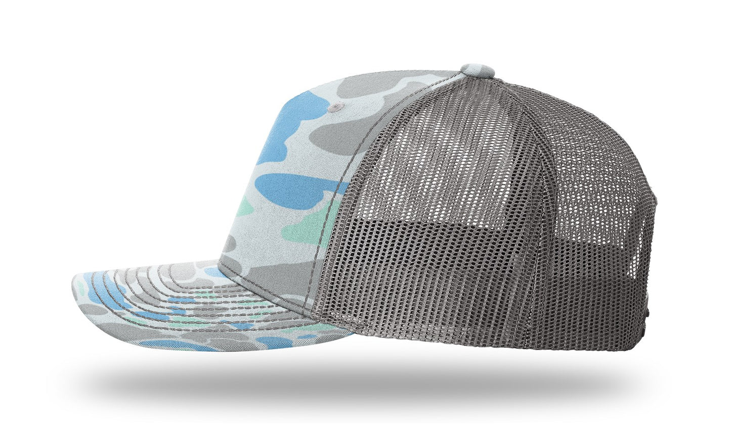 Sailfish Woven Patch Saltwater Duck Camo-Charcoal Richardson Sports 112PFP Trucker Snapback Lost Wando Outfitters