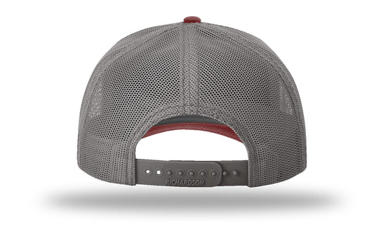 Pointer (GSP) Leather Patch Burnt Red/Charcoal Richardson 112WH Waxed Hawthorne Rugged Snapback Trucker Hat Lost Wando Outfitters
