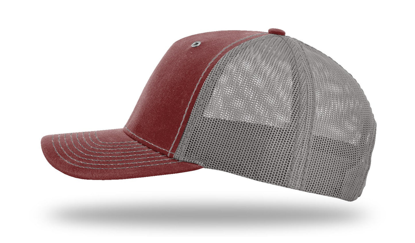 Pointer (GSP) Leather Patch Burnt Red/Charcoal Richardson 112WH Waxed Hawthorne Rugged Snapback Trucker Hat Lost Wando Outfitters