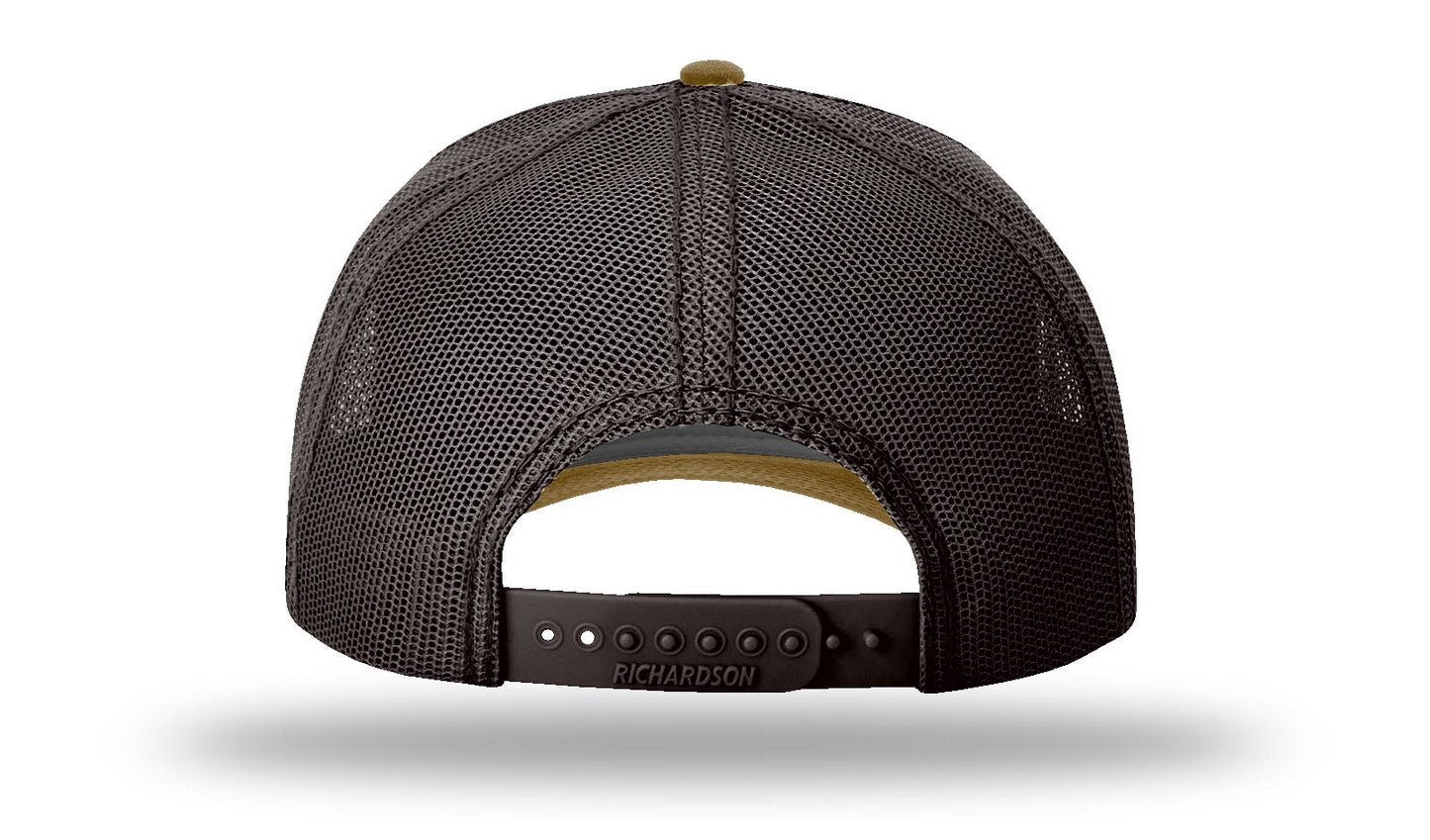 Crappie Leather Patch Whiskey/Brown Richardson 112WH Waxed Hawthorne Rugged Snapback Trucker Hat Lost Wando Outfitters