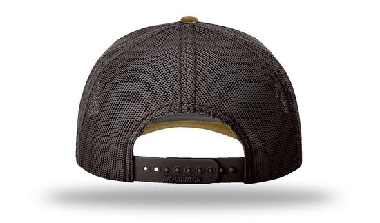 Crappie Leather Patch Whiskey/Brown Richardson 112WH Waxed Hawthorne Rugged Snapback Trucker Hat Lost Wando Outfitters