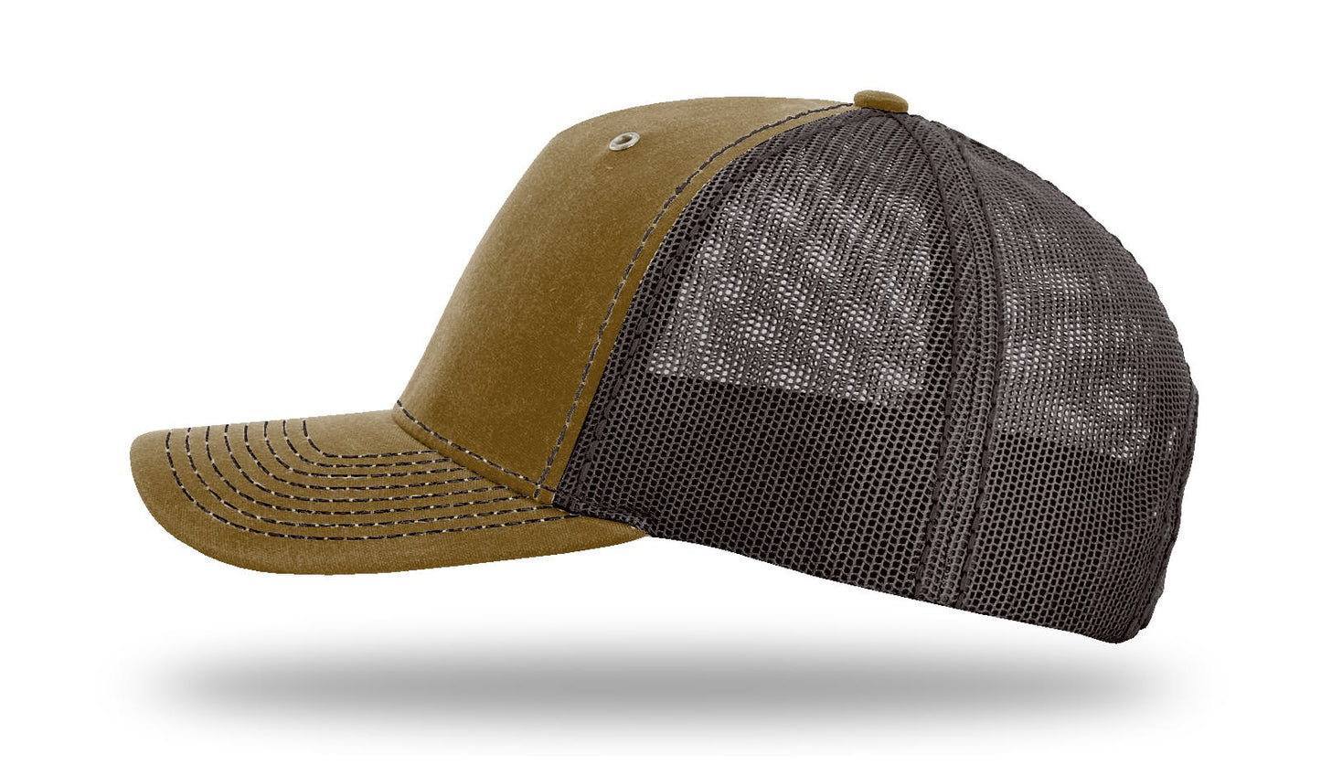 Crappie Leather Patch Whiskey/Brown Richardson 112WH Waxed Hawthorne Rugged Snapback Trucker Hat Lost Wando Outfitters