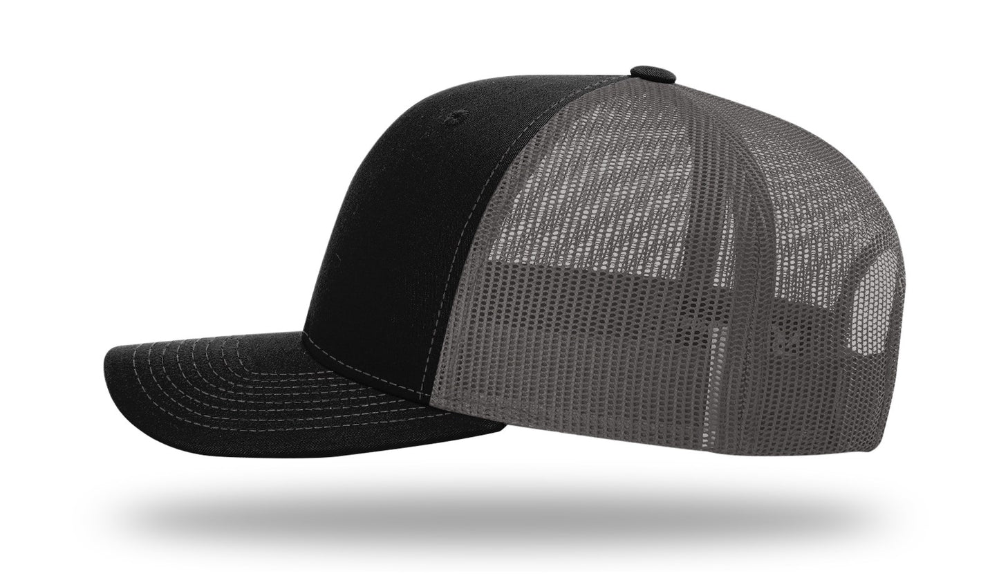 SC Marlin Etched Leather -Charcoal-Black Richardson 112 Snapback Trucker Hat Lost Wando Outfitters