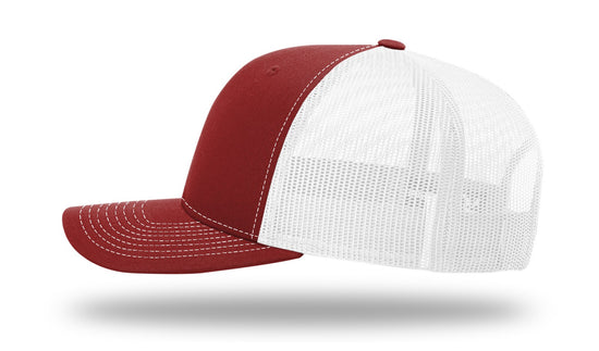 Alabama Outline Rectangle Leather Patch Cardinal/White Richardson 112 Snapback Trucker Hat Lost Wando Outfitters