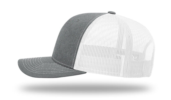 Alabama Outline Rectangle Leather Patch Heather Grey/White Richardson 112 Snapback Trucker Hat Lost Wando Outfitters