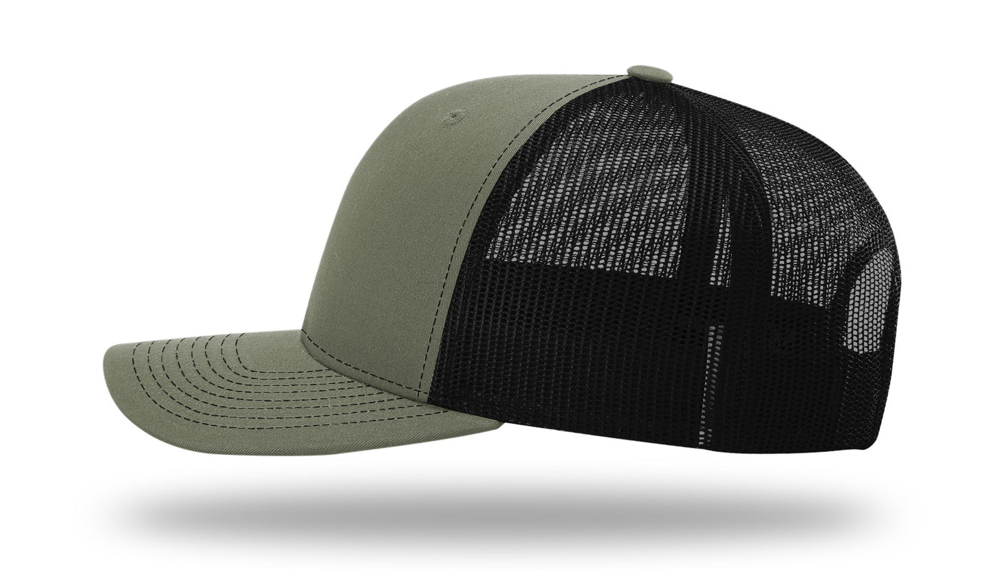 NC Outline Rectangle Leather Patch -Loden/Black Richardson 112 Snapback Trucker Hat Lost Wando Outfitters