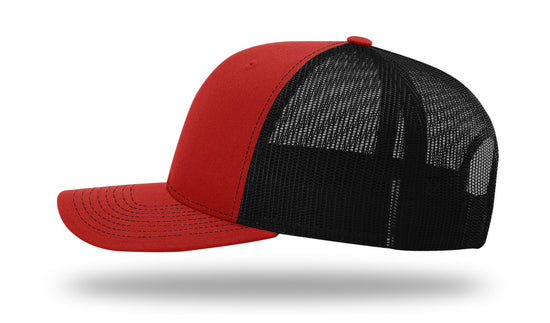 NC Outline Rectangle Leather Patch -Red/Black Richardson 112 Snapback Trucker Hat Lost Wando Outfitters