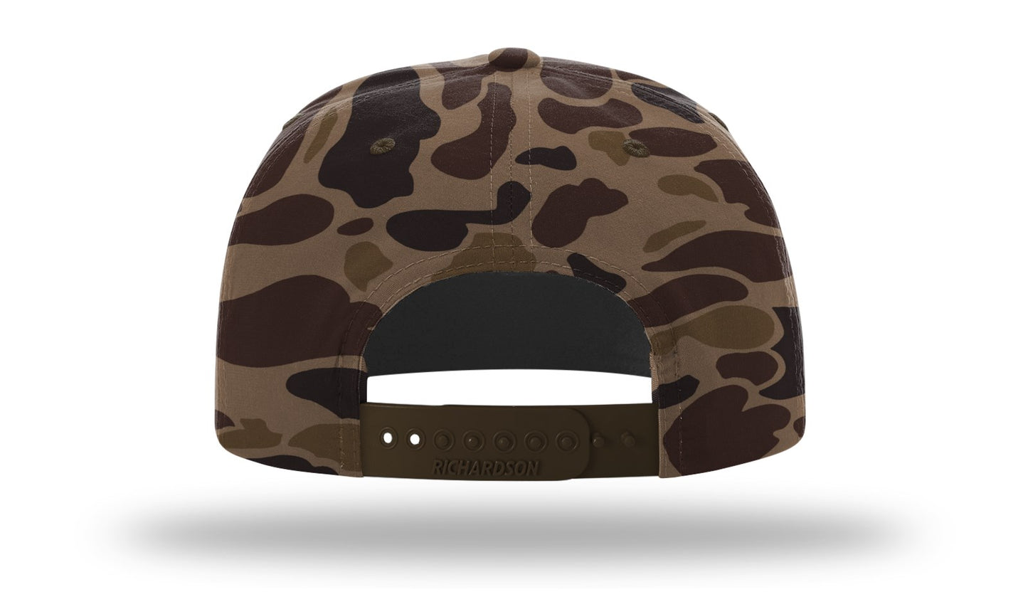 Marsh Lab Leather Patch -Bark Duck Camo with Brown Braided Rope 256 Umpqua Flat Bill Richardson Hat Lost Wando Outfitters