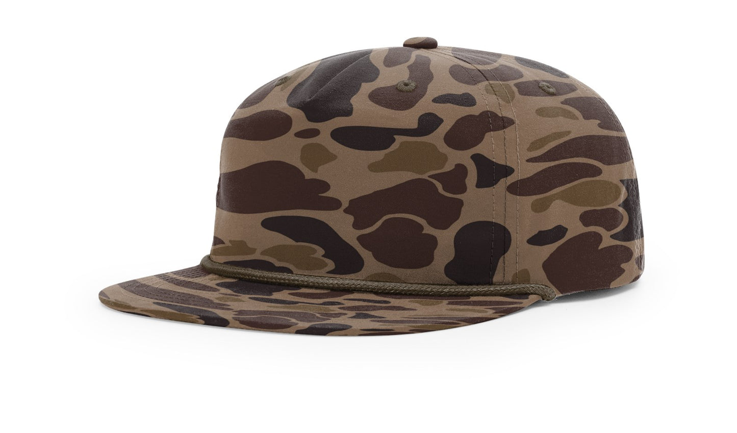 Marsh Lab Leather Patch -Bark Duck Camo with Brown Braided Rope 256 Umpqua Flat Bill Richardson Hat Lost Wando Outfitters