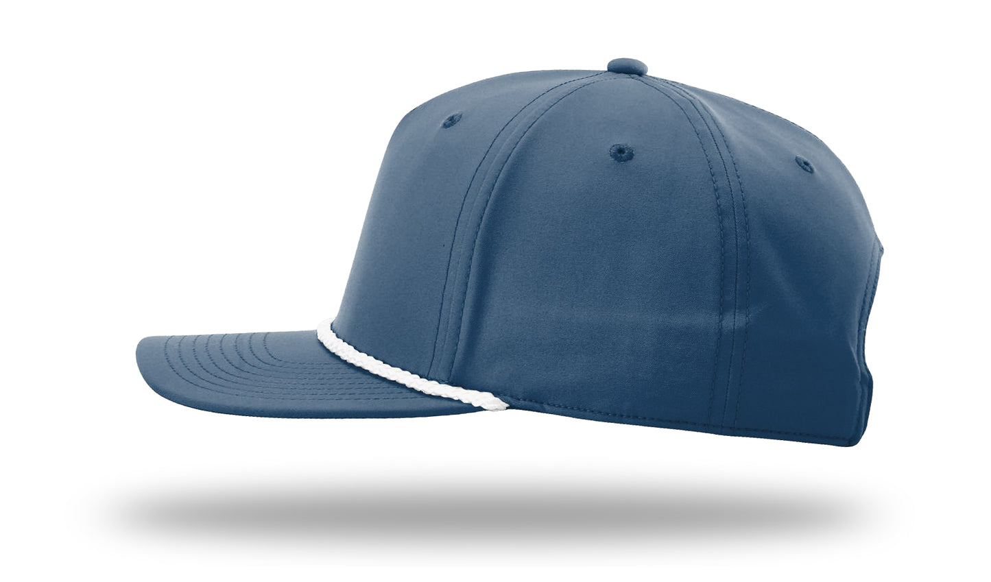 American Marlin - Leather Patch - Light Blue with White Rope Richardson 258 Snapback Trucker Hat Lost Wando Outfitters