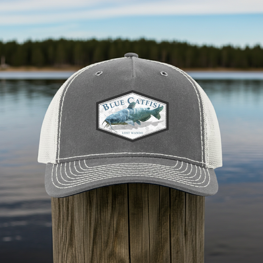 Blue Catfish Color Hat - Rhino/Light Grey Rugged Waxed Hawthorne Richardson Sports 112WH Trucker Snapback Hat Lost Wando Outfitters - Lost Wando Outfitters