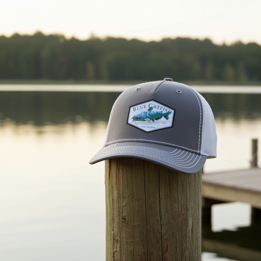 Blue Catfish Color Hat - Rhino/Light Grey Rugged Waxed Hawthorne Richardson Sports 112WH Trucker Snapback Hat Lost Wando Outfitters - Lost Wando Outfitters