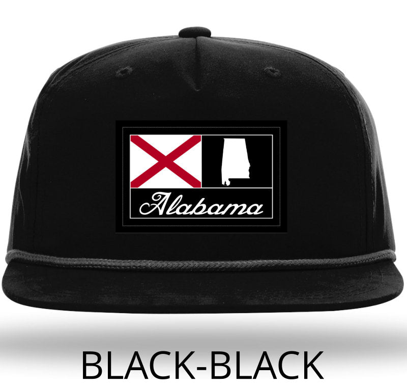 Alabama Woven Color Patch -Black with Black Rope 256 Umpqua Flat Bill Richardson Hat Lost Wando Outfitters - Lost Wando Outfitters