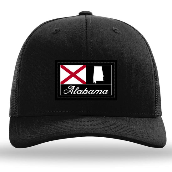 Alabama Woven Patch Black/Black Richardson 112 Snapback Trucker Hat- Lost Wando Outfitters