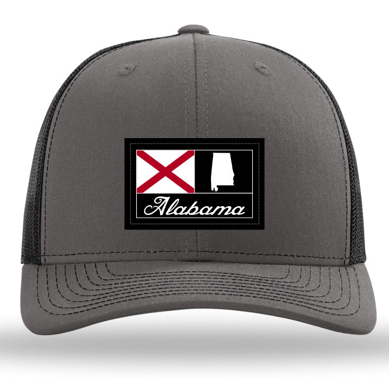 Alabama Woven Patch Charcoal/Black Richardson 112 Snapback Trucker Hat- Lost Wando Outfitters