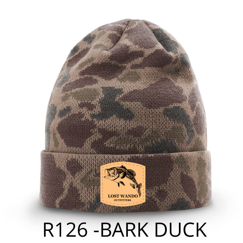 Bass Leather Patch BEANIE -Bark Duck Camo Richardson R126 Duck Beanie Lost Wando Outfitters