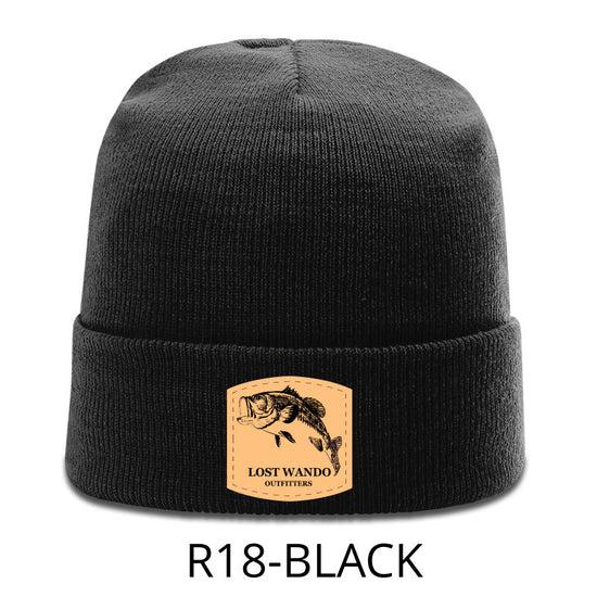 Bass Leather Patch BEANIE -Black Richardson R18 Acrylic Yarn Beanie Lost Wando Outfitters