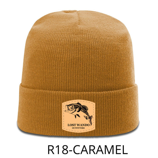 Bass Leather Patch BEANIE -Caramel Richardson R18 Acrylic Yarn Beanie Lost Wando Outfitters
