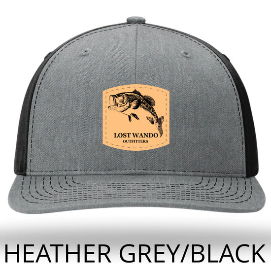 Bass Leather Patch -Heather Grey-Black Richardson 312 Solid Twill Trucker Hat Lost Wando Outfitters