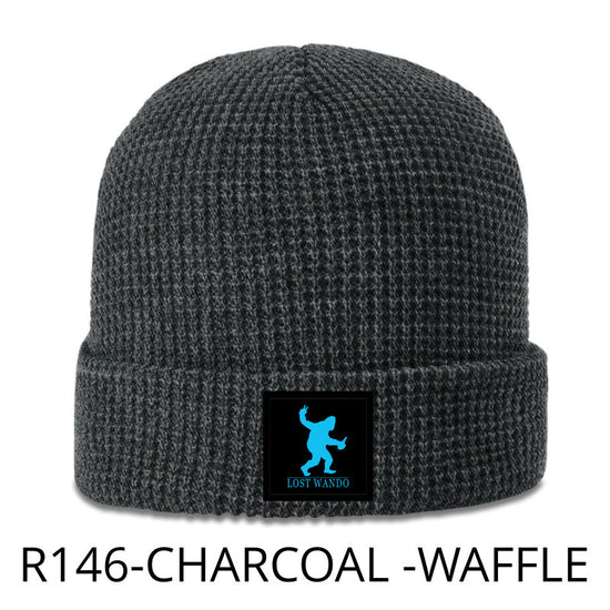 Peace, Beer, and Big Foot Woven Patch Beanie- Charcoal Richardson R146 Waffle Beanie Lost Wando Outfitters